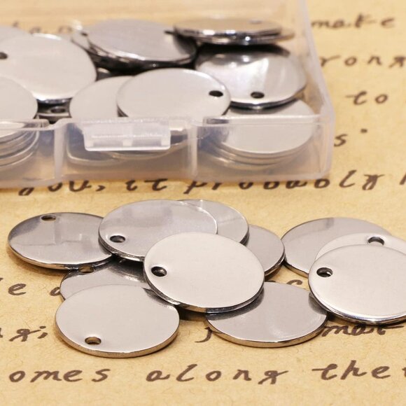 Small Round Stainless Steel Flat Blank Stamping Tag Pendants Mini Discs for Brac - Picture 4 of 5